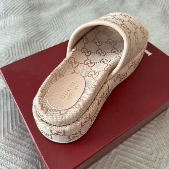 Gucci Women's Light Brown Monogram Mules - Picture 2 of 3